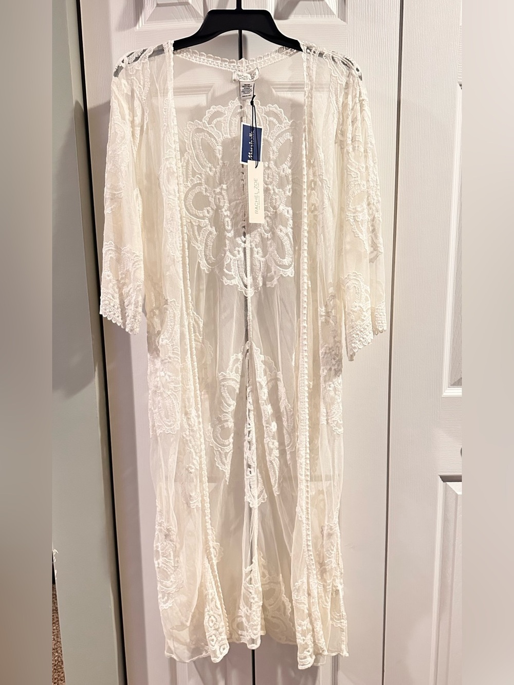 Rachel Zoe Ivory Sheer Lace Robe